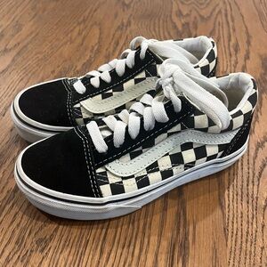 Vans Old Skool Kids Black and White Checkered Sneakers US12